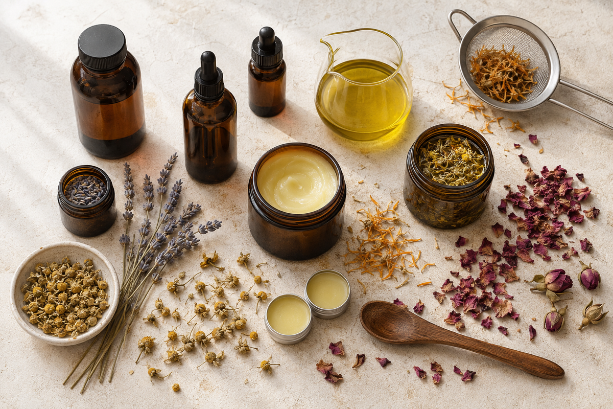Herbal infused body balm and lip balm making - September