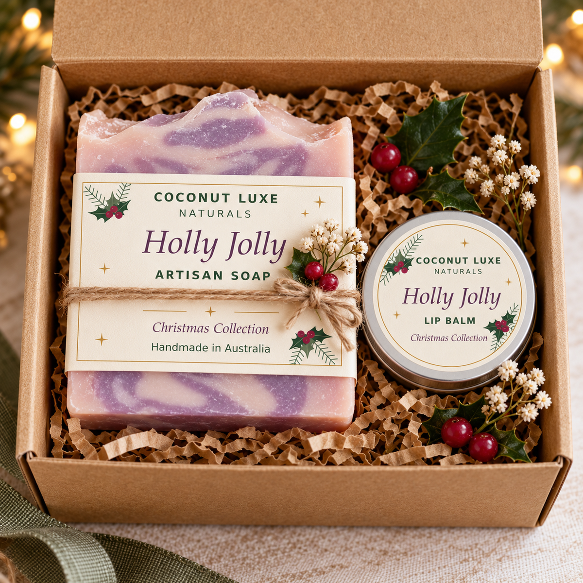 Holly Jolly Gift Set Soap and Lip balm