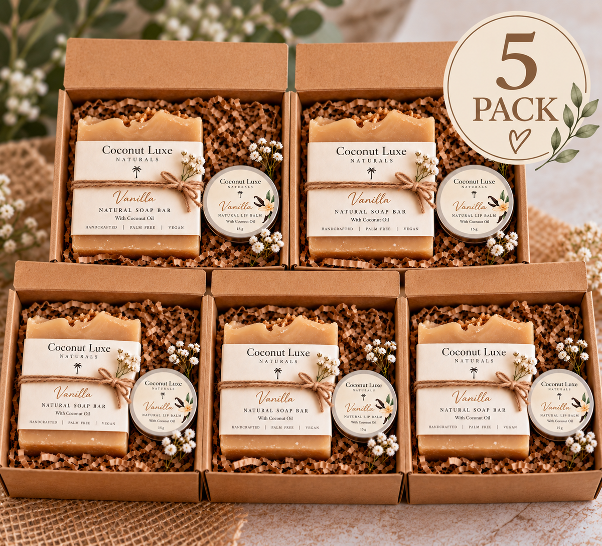 Vanilla Gift Box - Soap and Lip Balm Bundle
