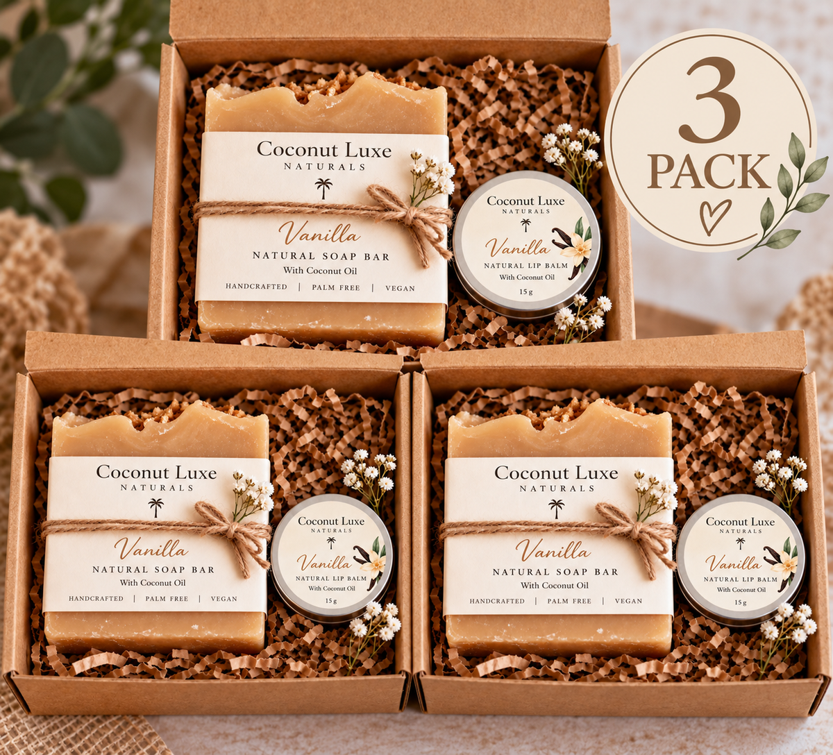 Vanilla Gift Box - Soap and Lip Balm Bundle