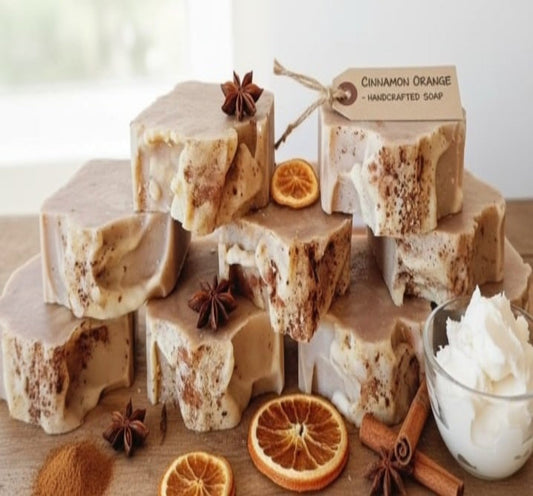 Orange and cinnamon handmade soap bar